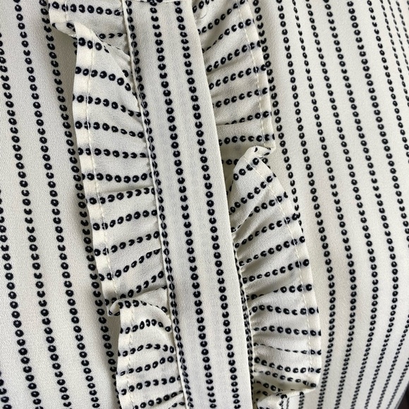 Talbots Striped Ruffle Blouse Button Down size Large - Picture 5 of 13
